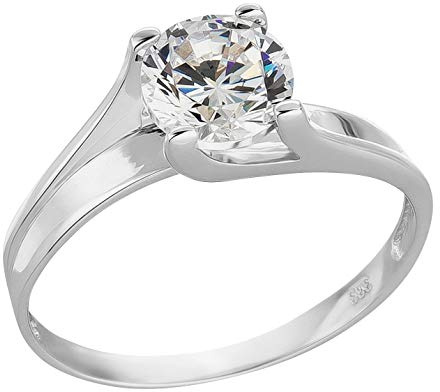 Ardeo Aurum Damenring aus 333 Gold Weißgold mit Zirkonia im Brillant-Schliff Solitär-Ring Verlobungsring