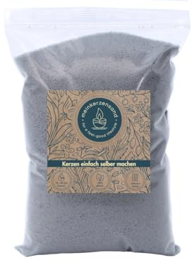 KERZENSAND Wachsgranulat 1000g in verschiedenen Farben (inkl. 4 Dochte) - Kerzenwachsgranulat - Gestalten Sie ihre Kerzen individuell - kreativ - vielseitig - dekorativ (Grau)