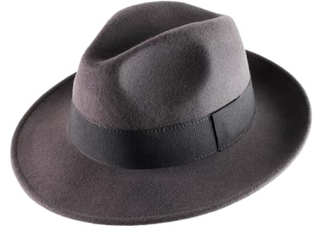 Classic Italy - Fedora Hut Packable wasserabweisend Fedora - Size 57 cm - Anthracite