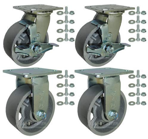 Mapp Caster BBQ Pit 5 Steel Caster Kit with Mounting Hardware, 4,800 Lbs. Total Capacity