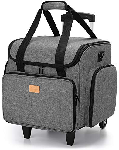Luxja Abnehmbar Nähmaschine Trolley, Nähmaschinentrolley mit Abnehmbarer Unterlage, Nähmaschinentasche für Nähmaschine und Zubehör (Nur Eine Leere Tasche Enthalten), Grau