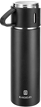 Vacuum Insulated Flask 500ml/16.9oz Stainless Steel Thermo Bottle with Cup for Coffee Water Hot and Cold Drink Flasks.(Black,Single)
