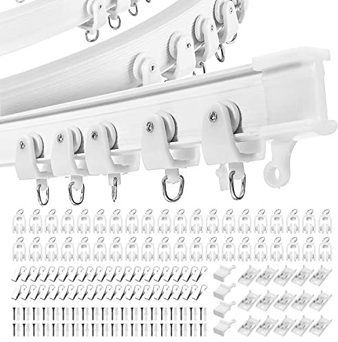 MaxAwe 5 Meters Flexible Gardinenschiene, Vorhangschiene Flexibel und Gebogene, Deckenschiene Gardinen Schienensystem mit Haken für Vorhänge Wohnmobil-Vorhangschiene Raumteiler Duschvorhang