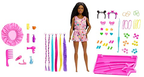 Barbie HHM39 Stadleben Flechten, Stylen & Pflegen Spielset Brooklyn“ Roberts Puppe und über 50 Haarstyling-Zubehörteilen, ab 5 Jahren