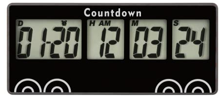 HonorMeet Digital 9999 Tage Wecker, Countdown-Tracking für Veranstaltungen, Hintergrundbeleuchtungsanzeige, 12 / 24H tägliche Uhrerinnerung für Hochzeit, Ruhestand, Festival, Jubiläum (schwarz)