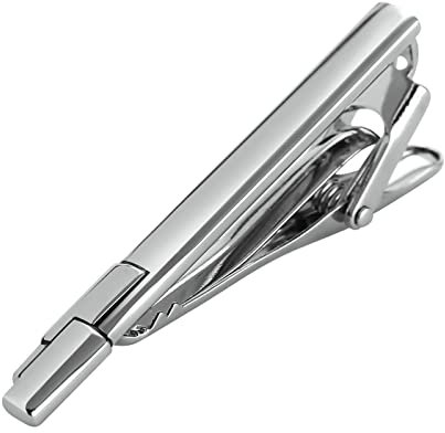 Skcess Krawattennadel Silber, Krawattenklammer für Herren Rechteckmuster Quadrat Krawattenklammern Rostfreier Stahl Geschenke für Herren Und Damen