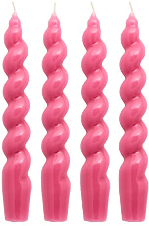 CLIO & CLOVER Tapered Candles - Dinner Candles Set of 4 - Spiral Gloss Candles - Perfect for Dinner Parties and Table dressings - Candles Set of 4-20cm Length x 2.5cm Diameter