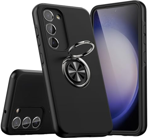 KRAFTCARE for Samsung S23 5G Case with Kickstand Ring, Upgrade Shockproof and Anti Scratch 360° Magnetic Ring Holder Stand Protective Phone Case Cover for Samsung Galaxy S23 - Black