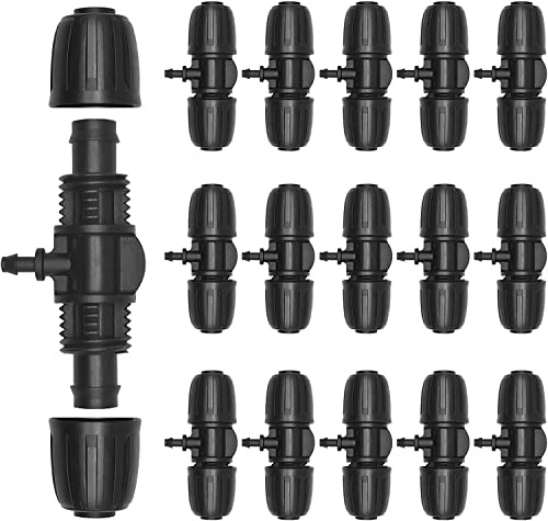 Barbed T-beslag, 1/2 tum, 1/4 tum, mikrodroppe, hållbar vattenavdelare, 3-vägs, trädgårdskontakt, för trädgårdsbevattningsslang, PE-slang