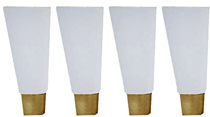 DREANNI Gummiholz Quadratische Beine Möbel Füße Holz Möbel Beine Ersatz Möbel Beine Für Sofa Bett Schrank Stuhl Couch Füße Holzmöbel Beine, Weiß 4 Stücke/12Cm