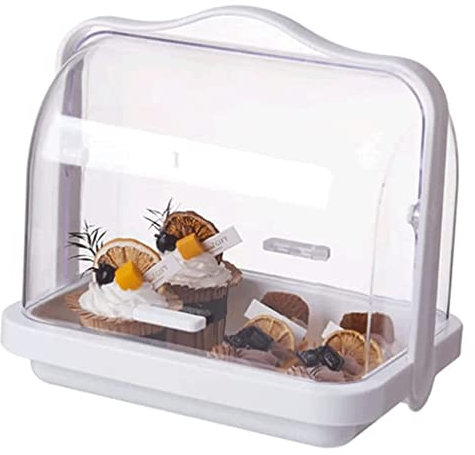 POCHY Bella Portapane Portapane in plastica, per portapane da appoggio, portapane portatile con manico e coperchio trasparente, portapane Moda Generoso
