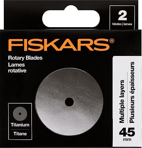 Fiskars 45 mm Titan-Rotationsklingen, 2er-Pack, Ersatzklingen für Rollschneider, Handwerk, Nähen und Quilten, Grau