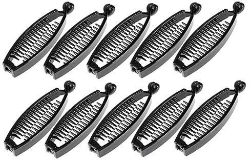 minkissy 10pcs Wide Banana Clip Women's Fashion Shiny Varnish Ponytail Holder Hair Clip Claw for Long Fine Hair for Festival Accessories