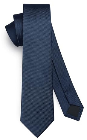 HISDERN Herr slips smal enfärgad sidenslipsar för män klassiska formella eleganta slipsar bröllop fest affärsslips 6 cm, Marin 1, En storlek