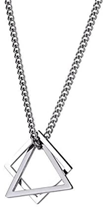 FUSHENGTER Halskette Herren Pulloverkette Damen Anhänger Frauen Männer Einfache Geometrische Halskette Dreieck Quadrat Anhänger Hip-Hop Mann Punk Street Dance Party Geschenk Axl045