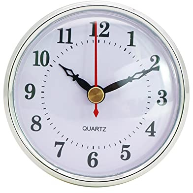Asudaro Uhrwerk Einsteckuhrwerk Retro Runde Quarzuhr Einfügen Europäischer Stil Clock Quarzwerk Inserts Einbau-Uhr Home Office Klassenzimmer DIY Deko 70mm/80mm/90mm/103mm/108mm/150mm 80mm#Silber