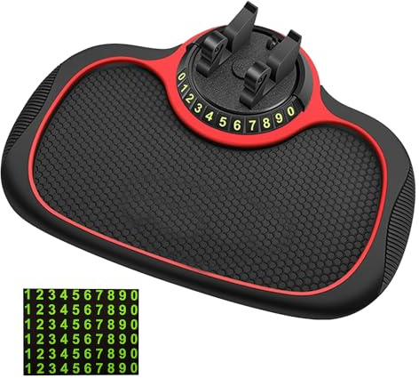 1 tappetino antiscivolo per auto, 1 targa, accessori per auto, supporto per cellulare, supporto per telefono multifunzione, accessorio per cruscotto auto