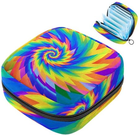 Periodenbeutel, Aufbewahrungstasche für Damenbinden, Fantasy-Regenbogen-Wirbel, Tampon-Tasche für Geldbörse