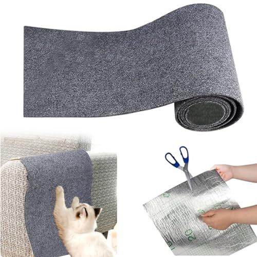 Kratzmatte Selbstklebend, Kratzmatte Katze Sofa Kratzwand, Kratzteppich Katze Wand, Kratzschutz Kratzbrett Katzen DIY Katzenkratzbretter (Grau)