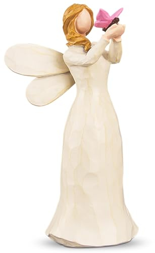YT3 Studio Schutzengel Figuren Ornamente Skulpturierte Handbemalte Engelstatue hält Schmetterling Sammelfigur Geschenk für Frauen Mädchen Wohnkultur zu Weihnachten Geburtstag Jahrestag Muttertag