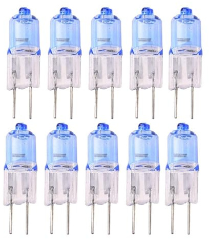 UGEFKMQ 10Pc G4 12V 50W Ampoules Halogène Capsule Tungstène Halogène Lampe G4 20W Dimmable Blanc Chaud 4000K Bleu 10W