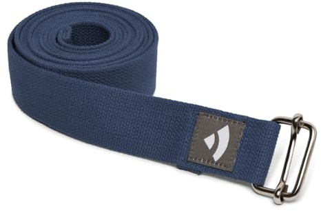 Bodhi ASANA Belt | Yogagurt aus 100% Baumwolle | Praktisches Yoga-Zubehör zur Dehnung | Yoga-Gurt mit Schiebeschnalle aus Metall | Anfänger & Fortgeschrittene | 250 x 3,8 cm