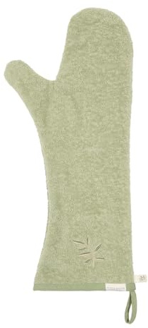 Little Dutch Duschhandschuh Waschhandschuh lang mit Daumen Waschlappen Frottee für Baby und Kinder Sage grün - Blueberry Leaves