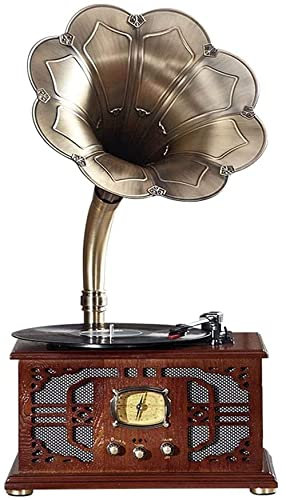 CAFIEDR Tocadiscos de gramófono de Moda, Radio Antigua multifunción, estéreo, subwoofer, Adornos, Tocadiscos, Regalo para Toda la Familia