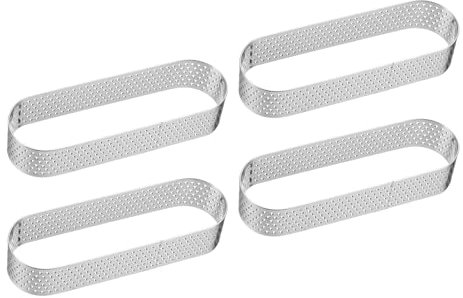 sourcing map 4 anillos perforados para tartas de 3.94 pulgadas, ovalados, de acero inoxidable, antiadherentes, para pulir pasteles, mousse, herramientas para hornear pasteles, postres franceses,