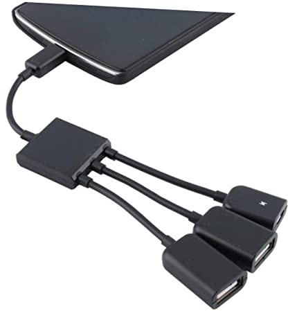 Vaguelly USB Hub OTG Adaptador Cable Doble USB Macho Hembra para Dispositivos Portátiles Negro