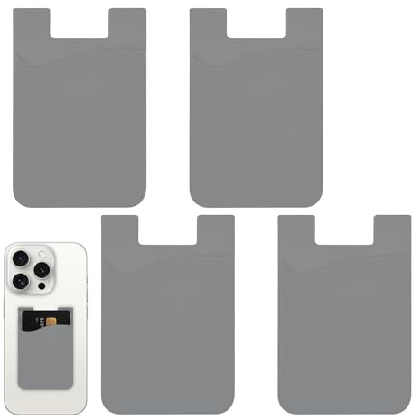 Tarjetero adhesivo para teléfono, 4 fundas adhesivas en la parte trasera para tarjetas, accesorios para teléfono celular, bolsillo adhesivo, agarre de funda para smartphone para mujeres y hombres