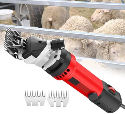 Tondeuse électrique Professionnelle Robuste De 750 W avec 6 Vitesses Et Deux Jeux De Lames, pour Raser La Fourrure Et La Laine des Moutons, des Chèvres, des Bovins Et des Animaux De Ferme