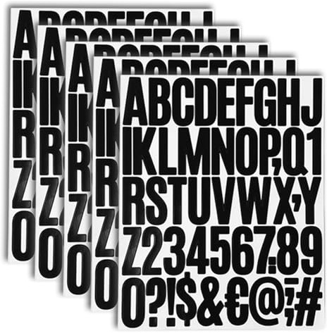 2 INCH Vinyl Capital Letter Number Stickers,250 Pcs Black Alphabet Sticker
