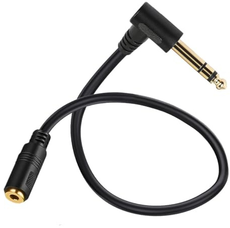 90 Grad 6,35 mm bis 3,5 mm Stereo Audio Kabel, 3,5 mm bis 6,35 mm Kopfhörer Jack Adapter, Rechtwinkel 1/4 Zoll TRS männlich bis 1/8 Zoll weibliche Verlängerung Kabel für Mixer(30cm) (6.35mm Stereo)
