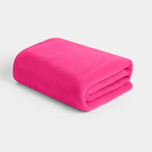 Dreamscene Fleece Throw Blanket for Sofa, Ultra Soft Warm Cosy Polar Fleece Blanket for Bed Lightweight Fluffy Large Throws Over Sofa Single Bed Throws, Hot Pink - 120 x 150cm