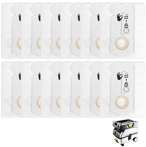Lot de 12 sacs filtrants Self Clean SC-FIS-CT MINI/MIDI-2/5 | Pour sacs d'aspirateur Festool CT Mini/CT Midi/CT Midi I/CTC Mini/Midi/CT 15 à partir de l'année de construction 2019