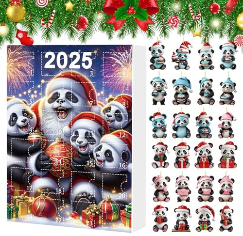 Calendario de Navidad de Adviento – Juguete panda 2D Adviento, colgantes de cuenta regresiva para árbol de jardín, mantel, manija de puerta, coche, mochila retrovisor, aula, tradición navideña