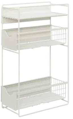 KJBDQQH Magnethylla 2/3-stegs magnetisk kylskåpshylla, sidohylla, köksorganisering (vita 3 djur)