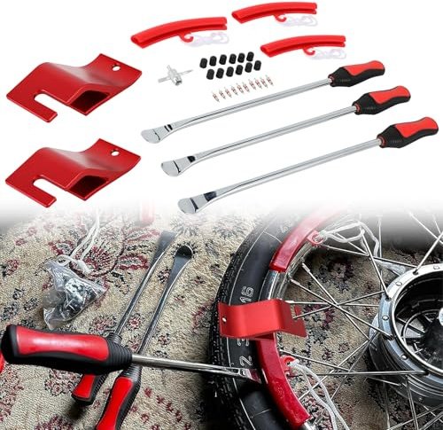 Motorcycle Tire Spoons Tire Iron Dirt Bike Tire Changer Tire Levers Dirt Bike Tire Changing Tools Tire Changer with 2 Pcs Bead Buddy Bead Breaker