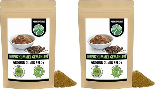 Alpi Nature Kreuzkümmel gemahlen 500g, Kreuzkümmelsamen gemahlen, Kreuzkümmel Pulver zum Kochen (Packung mit 2)