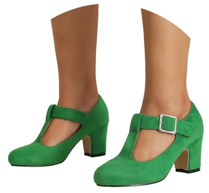 Donna Scarpe Tradizionali Scarpe Donna con Tacco Classico Rotondo T Bar Tacco Festa Lavoro Sera Stivaletti Oxford Cerimonia