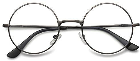 VEVESMUNDO Nickelbrille Lesebrille Runde Retro Klein Metall Lesehilfe Brille Für Herren Damen