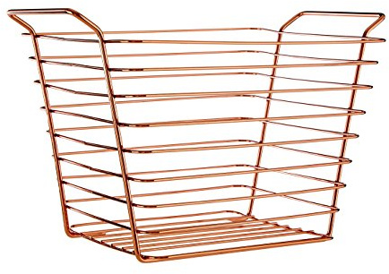Premier Housewares Shine Wire Basket, Rose Gold, Large