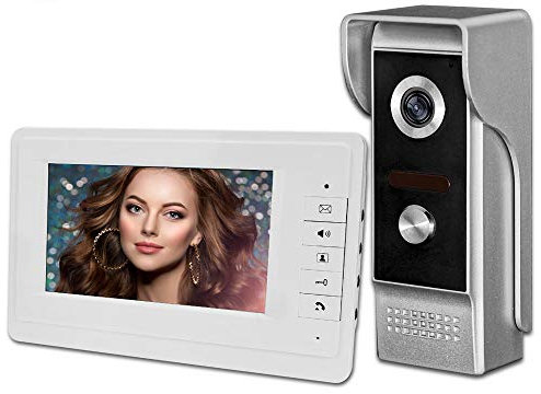 uoweky 7 '' TFT LCD con Cable Video Metal Intercom Timbre de la Puerta Sistema de Teléfono para el Hogar 700TVL IR Cámara Exterior Monitor de Interior 100 Metros (1 Camera 1 Monitor)