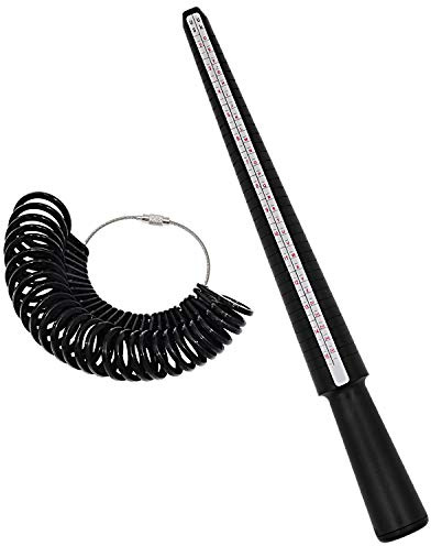 NIUPIKA Ring Sizer Gauge Set Ring Mandrel Tamaño del Reino Unido A-Z Tamaño EUR Tamaño del dedo Kit de medición Herramientas de joyería Plástico