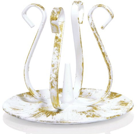 Kommunionkerzenhalter Eisen weiß/Gold Höhe 11 cm für Kommunionkerzen Ø 4-5 cm für Kommunionkerzen