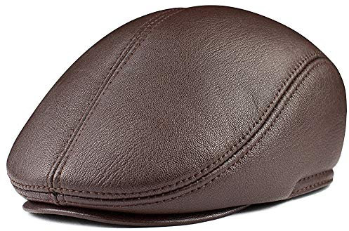 DongBao Herren Schiebermütze Schildmütze Flatcap Schirmmütze Ledermütze mit Ohrenklappen