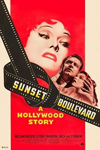 Sunset Boulevard Movie Poster 1950s Classic Posters Hollywood Film Gloria Swanson Theater Midcentury Modern Room Decor Film Cool Wall Art Print Poster 24x36