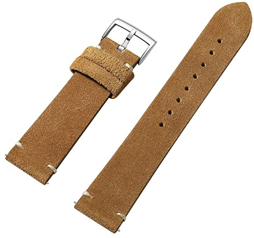 ADDIESDIVE Retro Handgemacht Rindsleder Uhrenarmband Herren Handgefertigtes Gemüse gegerbtes Leder Uhrenarmband schwarz blau orange Retro Ersatz Uhrenarmbänder 20mm 22mm Armband