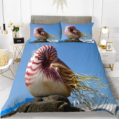 Kinder Bettwäsche Set Nautilus Bettwäsche 135x200 cm Jungen Bettbezug für Mädchen Kids Microfaser Himmlische Qualität Betten Set mit 1 Kissenbezug 80x80cm Einzelbett 2
